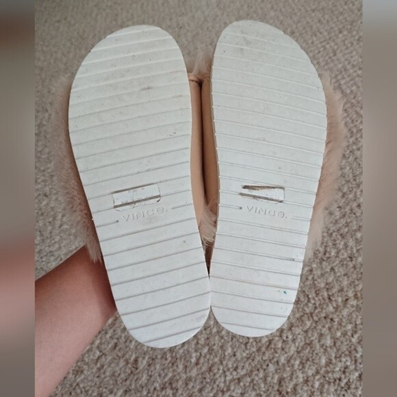 Vince sheep fur Garrison beige leather slide sandals size 38 - Picture 11 of 11